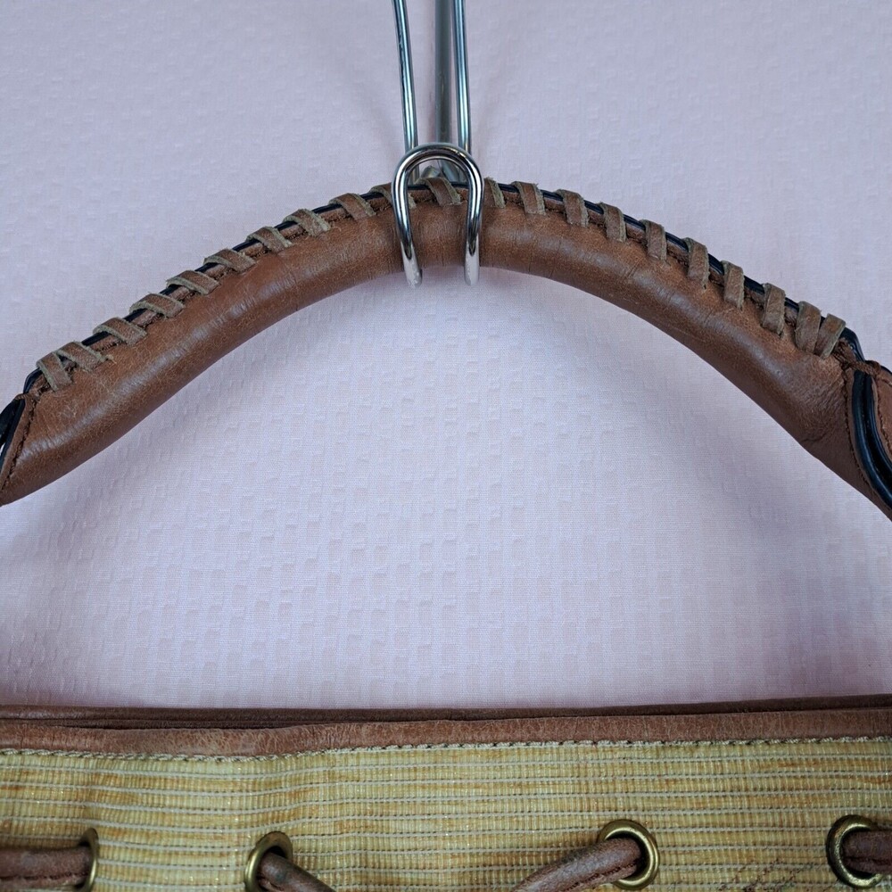 Elliott Lucca Artisan Faux Raffia Peacock Brown Leather Shoulder Bag - Picture 11 of 16